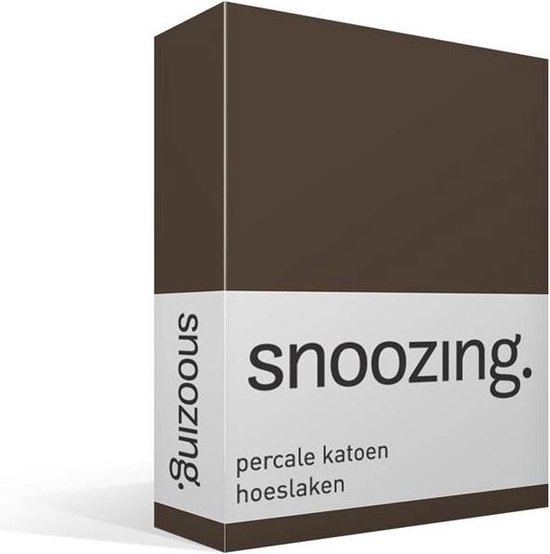 Snoozing - Hoeslaken  - Eenpersoons - 90x210 cm - Percale katoen - Bruin