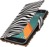 Zebra Bookstyle Wallet Case Hoesje Geschikt voor HTC 10 Wit