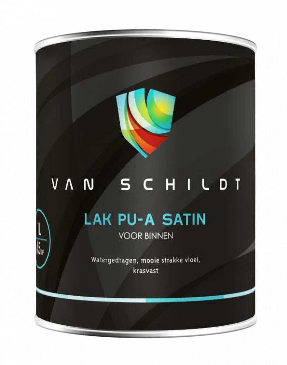 van Schildt Lak PU-A Satin Watergedragen Acryl Slijt- en krasvaste Trappen en Keukenverf voor binnen 1 Liter Alle andere kleuren