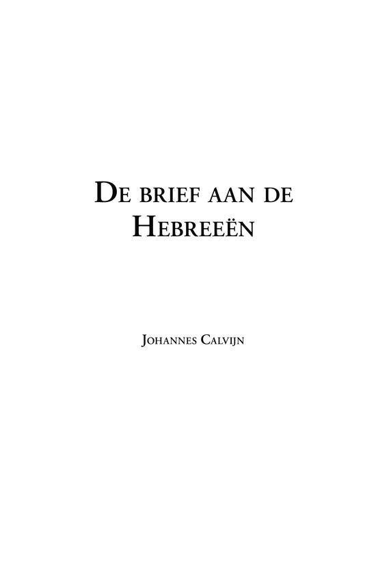 Cover van het boek 'De brief aan de Hebreeën' van Johannes Calvijn