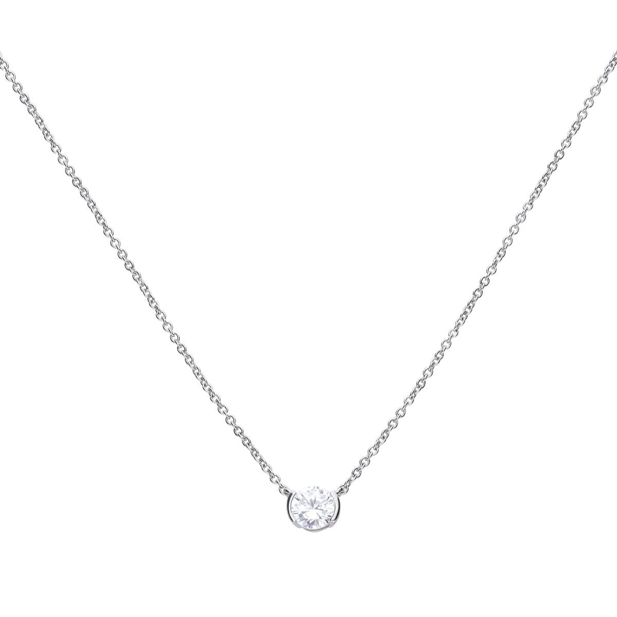 Diamonfire ketting - zilver gerodineerd - ankerschakel - carat - 1.00 ct - rond - span zetting - 42 cm