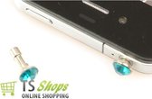Diamond Bling Earphone Jack anti dust plug Turquoise voor Apple iPad iPhone iPod