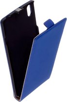 Lederen Sony Xperia T3 / Style Flip Case Cover Hoesje Blauw