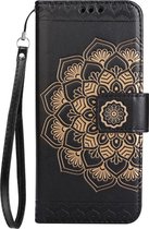 Shop4 - iPhone 8 Plus Hoesje - Wallet Case Vintage Mandala Zwart