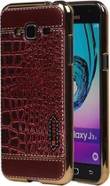 M-Cases Bruin Krokodil Design TPU back case hoesje voor Samsung Galaxy J3 2016