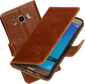 MP Case Bruin Vitage lederlook PullUp Map voor de Samsung Galaxy J7 (2016) wallet cover - book case - hoesje
