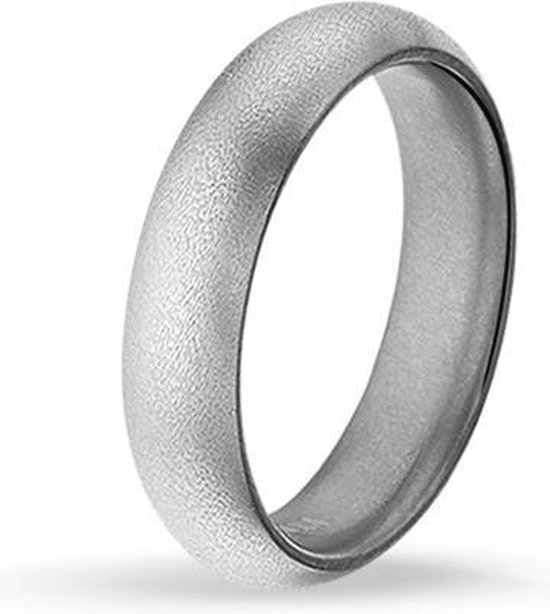 TRESOR Bolle ring satijn-glans structuur - Titanium - 5mm breed