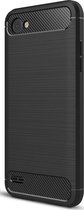 Shop4 - LG Q6 Hoesje - Zachte Back Case Brushed Zwart