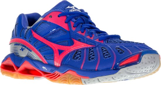 Mizuno Wave Tornado X Sportschoenen Maat 40.5 Vrouwen blauw paars roze bol