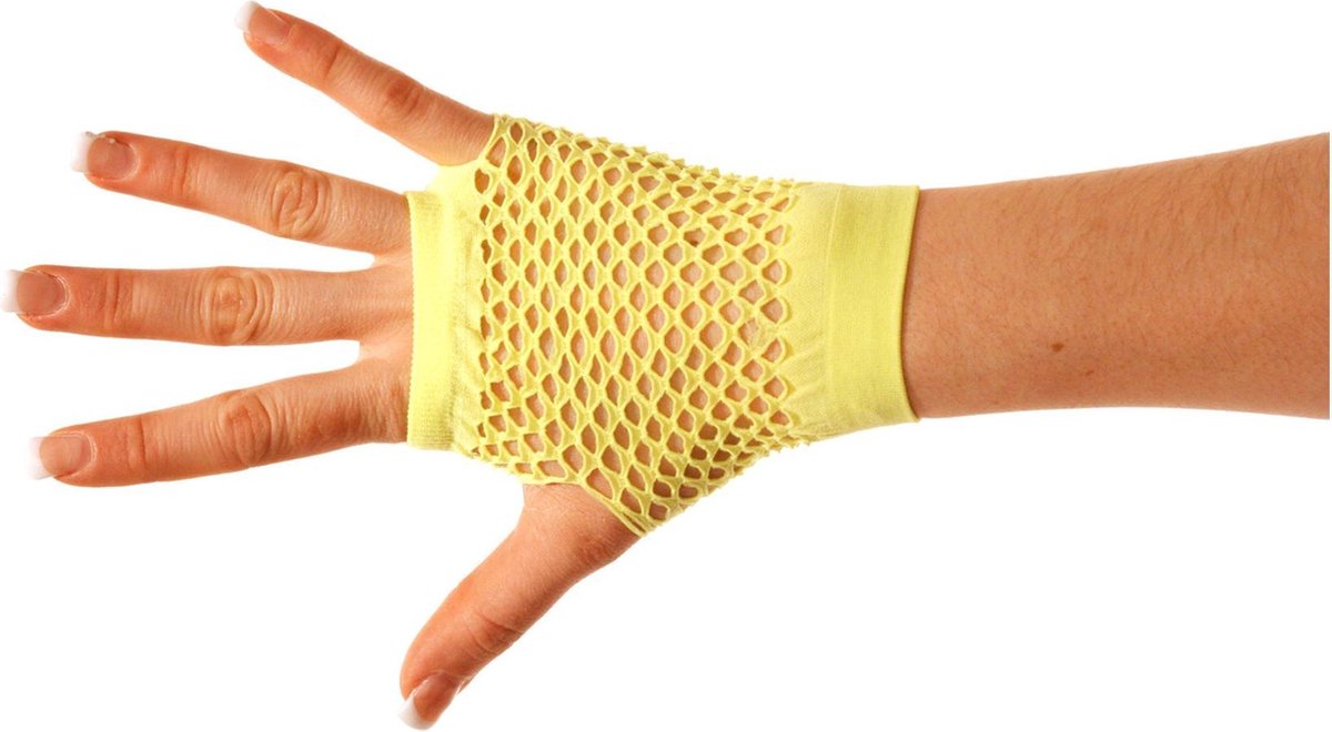 PARTYPRO - Korte fluo gele handschoenen voor volwassenen