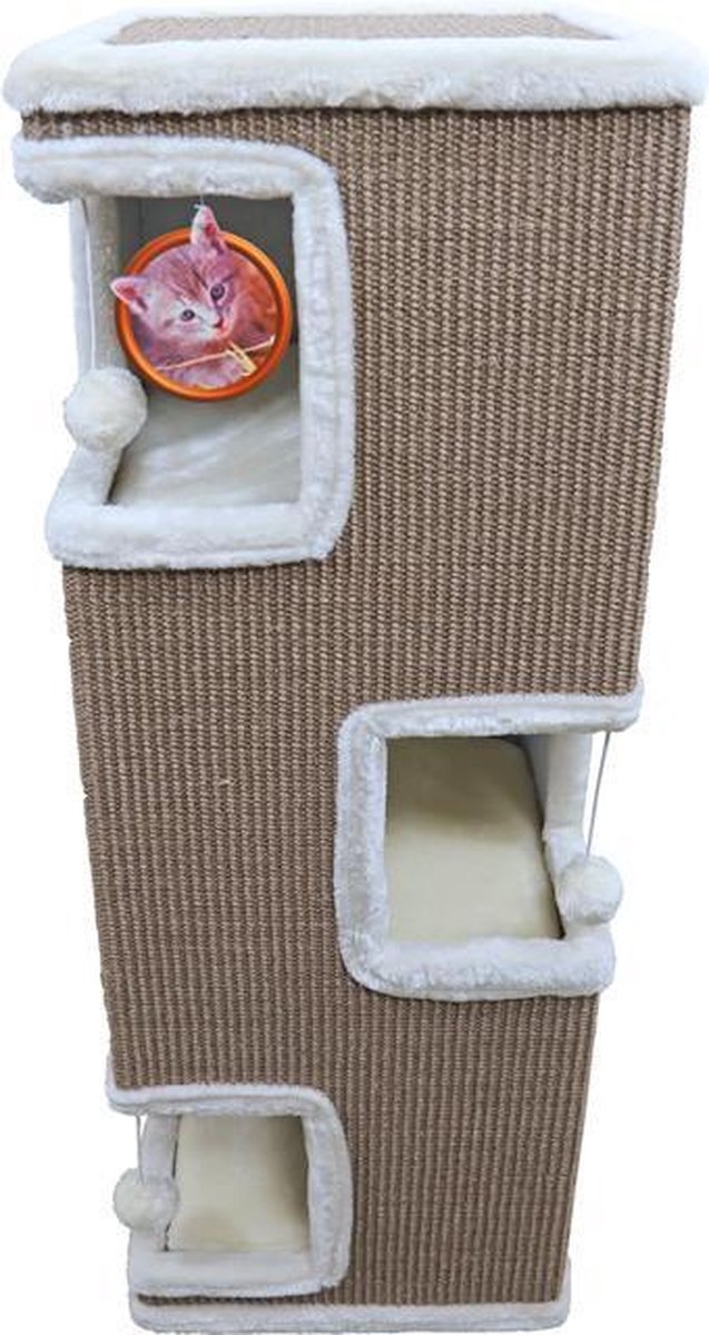 Krapbaal klimtoren sisal 4 gaten 100cm taupe creme