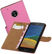 Bookstyle Wallet Case Hoesjes voor Moto G5 Roze