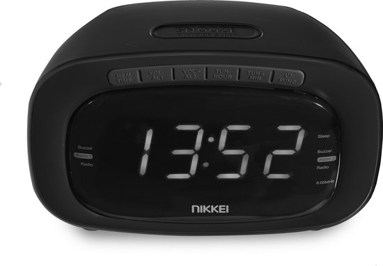 Nikkei NR200BK - Wekker avec radio et buzzer - Zwart