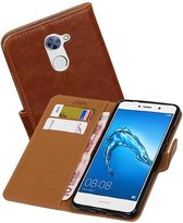Pull Up PU Leder Bookstyle Wallet Case Hoesjes voor Huawei Y7 / Y7 Prime Bruin