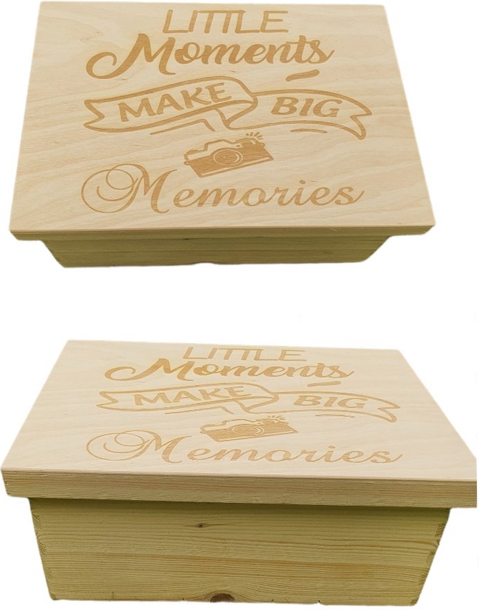 Houten bewaarkist - Little moment box - geboorte - trouwen - troost - gedenk - tekst - quote