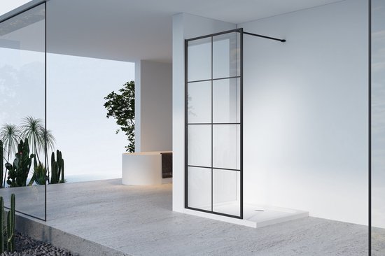 Sealskin Inc. Inloopdouche Type A3 100x200cm Met Douchemand 8mm Helder Veiligheidsglas Met Antikalklaag Zwart Mat