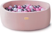Ballenbak baby speelgoed 1 jaar roze - Kidsdouche 100% KATOEN ballenbad ballen 200 stuks Ø 7 cm - roze, zilver, parel