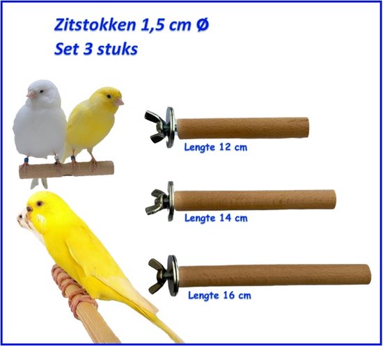 Zitstok, zitstokken, dikte 15 mm Beukenhout, zweefstok, grasparkiet, kanarie, enz.