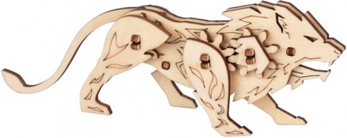 Bouwpakket 3D Houten Puzzel Leeuw Mechanisch