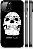 Telefoonhoesje Geschikt voor iPhone 14 Silicone Case met Zwarte rand Skull Eyes