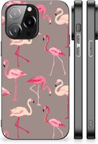 Smartphone Hoesje iPhone 14 Pro Max Cover Case met Zwarte rand Flamingo