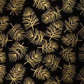 Inpakpapier Kerst Cadeaupapier Pine Black Gold- Breedte 30 cm - 200m lang