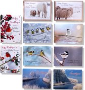 100 Luxe Kerst- en Nieuwjaarskaarten met Pen - 9,5x14cm - 10 x 10 dubbele kaarten met enveloppen - serie Hollands
