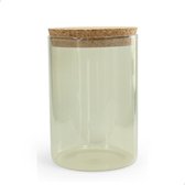 Vanhalst - Kwalitatieve glazen bokaal met deksel in kurk - COTTON / EUCALYPTUS - 750ml - Diameter 10cm & 15cm hoog