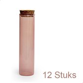 Vanhalst - 12 Stuks - Kwalitatieve glazen tube/proefbuis met dop in kurk - MAGNOLIA - Diameter 3cm & 12cm hoog - Ideaal voor doopsuiker