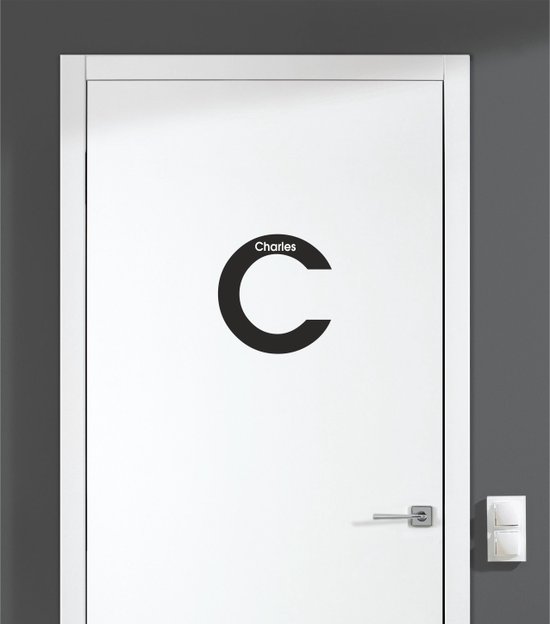 Sticker pour porte - Charles - Zwart 14x15