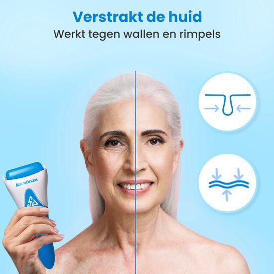 Ice roller gezicht - Dermaroller - Gezichtsmasker - Huidverzorging - Skincare - Gua Sha - Jade roller - Gezichtsverzorging - Gezichtsmassage apparaat - Blauw - Non needle - Dermapen - Leuk cadeau