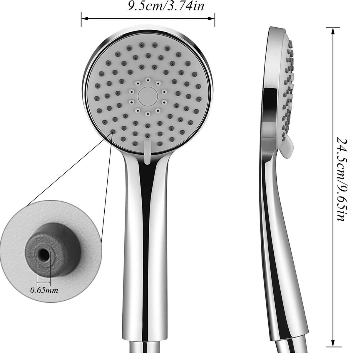 Douchekop Handdouche Hoge druk Roestvrij Staal Wellness Spa