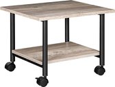 Furnibella - Printertafel, printerwagen met vergrendelbare wielen, printerstandaard op wielen met 2 niveaus, printerhouder industrieel design, 48,5 x 40 x 36,5 cm, voor kantoor, fax, grijs en zwart EBG02PS01