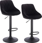 Furnibella - Zwart Barkrukken Set van 2, 360°Draaistoel Verstelbare Barstoelen in Fluweel en Metaal met Rugleuning,BH219sz-2 Furnibella - Zwart Barkrukken Set van 2, 360°Draaistoel Verstelbare Barstoelen in Fluweel en Metaal met Rugleuning,BH219sz-2