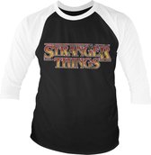 Stranger Things Raglan top -M- Fire Logo Zwart/Wit