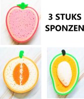 3 Stuks Scrub Sponzen – Fruit Sponzen – Exfoliate Bad & Douche – Spons Scrub – Exfoliëren