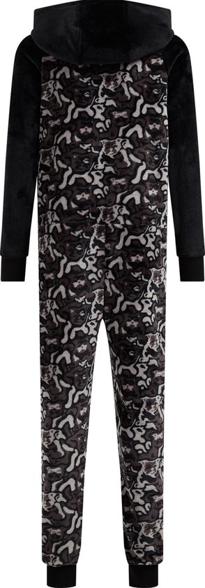 WE Fashion onesie met all over print zwart/wit