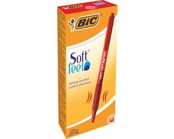 BIC Soft Feel Balpennen met Kliksysteem - Rood - Doos van 12 Stuks - Medium Punt 1 mm