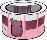 Topmast Nylon Puppyren - Roze - Opvouwbaar - 60 cm Hoog - Lichtgewicht - Rond - Hondentent - Puppytent - Opvouwbare Ren