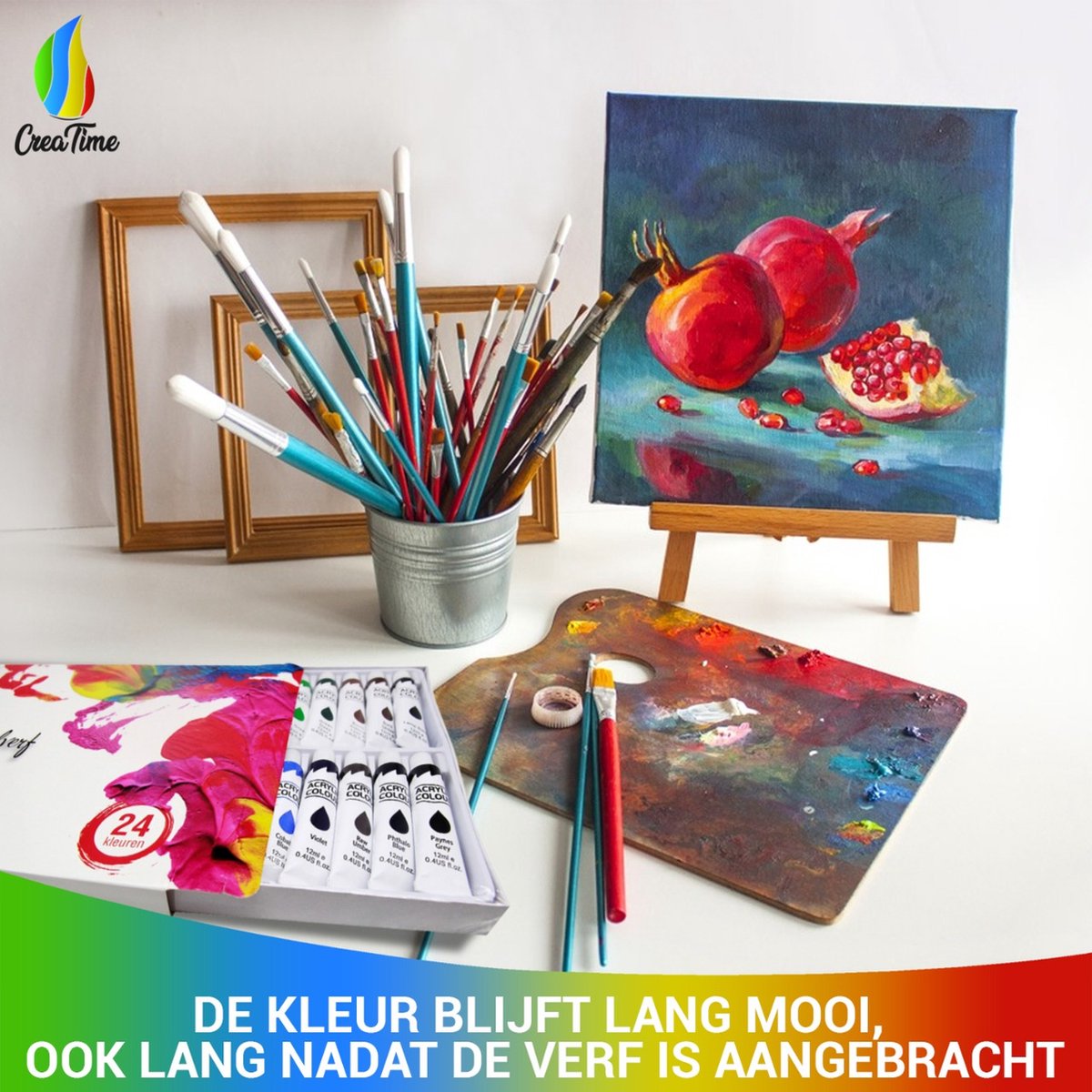 Set Acrylverf 24 Tubes Kleuren Schilder Hobby Verf Voor Volwassenen en Kinderen Kinderverf Voor Knutselen Plakkaatverf Glasverf — afbeelding 5
