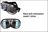 Race bril volwassen zwart - Piloot race vliegenier motor bril carnaval optocht thema feest musical vlieger