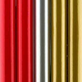 Assortiment cadeaupapier kadopapier inpakpapier - zilver,goud en rood - 70 cm x 2 meter - 5 rollen