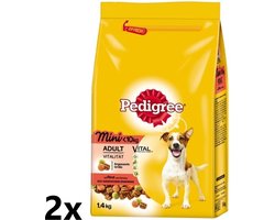 2x Pedigree - Droogvoer met Rund & Groenten - Mini Adult - 1,4kg