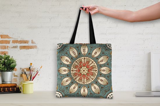 MuchoWow® Sac Bandoulière - Sac Plage - Shopper Mandala - Rétro - Bohème - Motif - 40x40 cm - Sac Coton