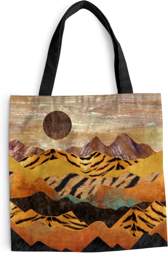 MuchoWow® Sac bandoulière - Sac de plage - Big Shopper - Sac shopping - Imprimé Tigre - Or - Marbre - 40x40 cm - Sac en coton