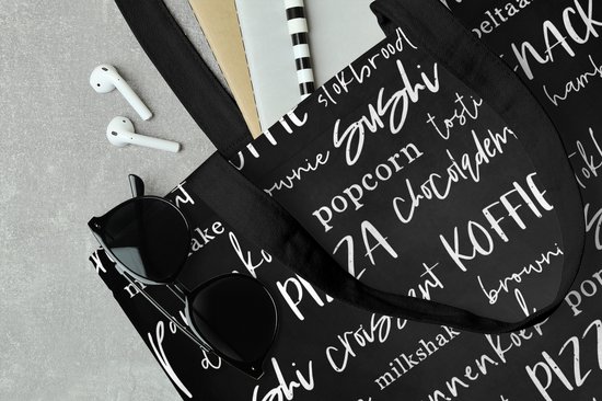 Sac Bandoulière - Sac De Plage - Shopper Cuisine - Nourriture - Motif - 45x45 cm - Sac Coton