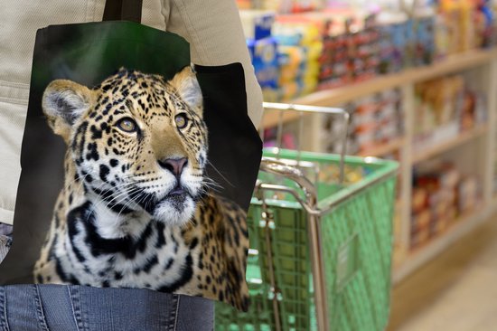 MuchoWow® Sac Bandoulière - Sac Plage - Shopper Léopard - Tête - Forêt - 40x40 cm - Sac Coton