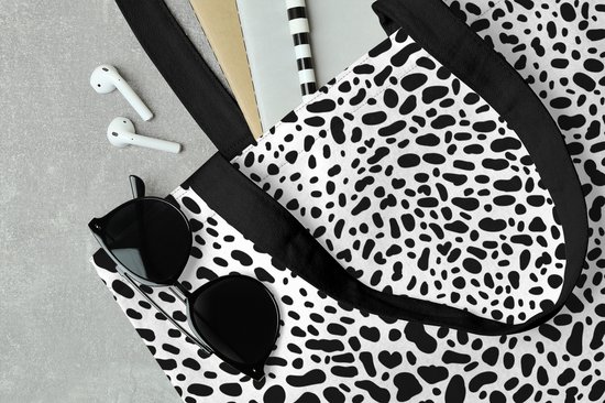 Sac Bandoulière - Sac De Plage - Motifs Shopper - Imprimé Panthère - Zwart - Wit - 45x45 cm - Sac Coton