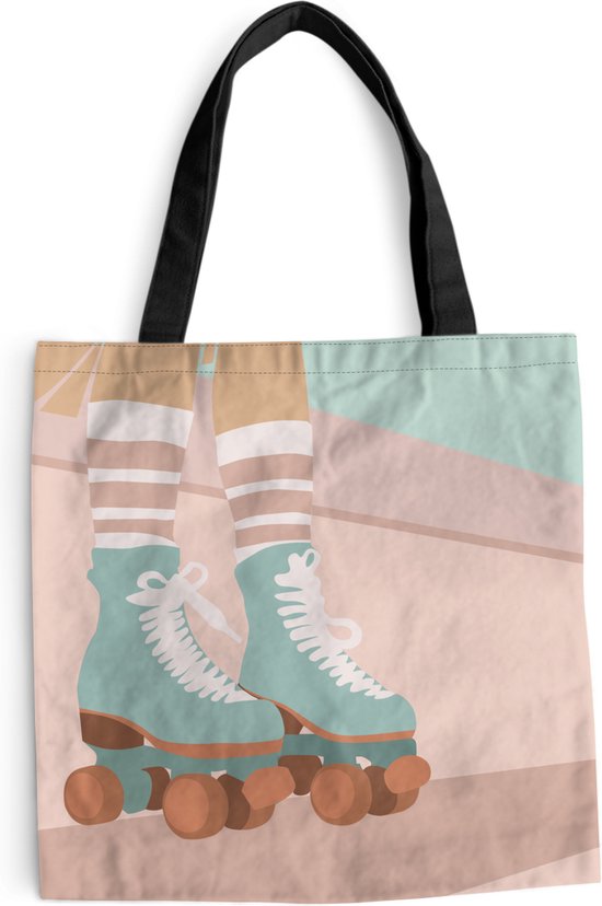 Sac bandoulière - Sac de plage - Shopper Summer - Patins à roulettes à roulettes - Abstrait - 45x45 cm - Sac en coton