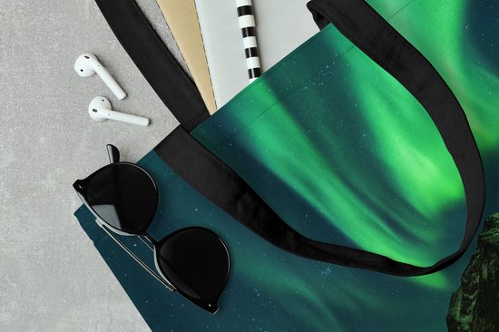 MuchoWow® Sac bandoulière - Sac de plage - Big Shopper - Sac shopping - Islande - Aurores boréales - Ciel étoilé - 45x45 cm - Sac en coton